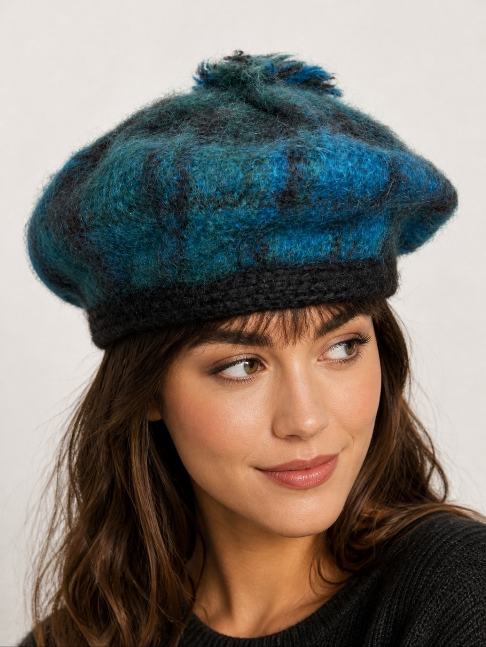 Vintage Donegal Design, Made in Ireland, wool mohair, beret, tam,  fuzzy,